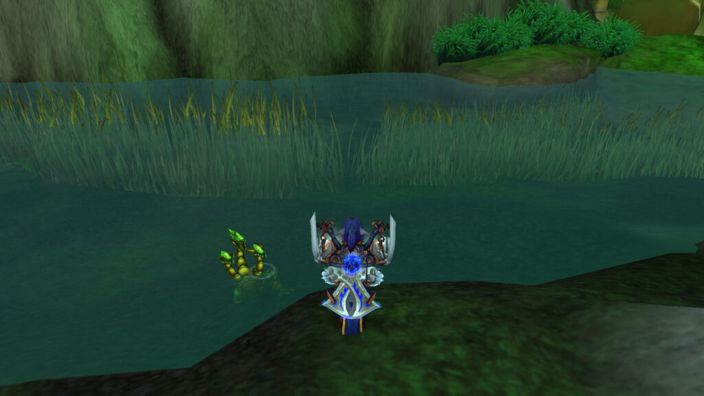 WoW night elf and hydra on the riverbank
